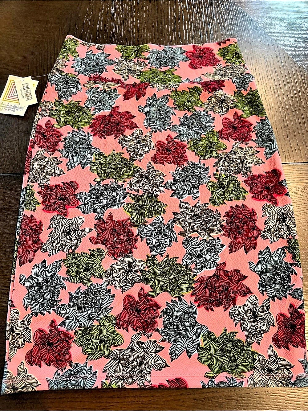 Lularoe Cassie Skirt Floral Midi Pink & Multicolor Medium